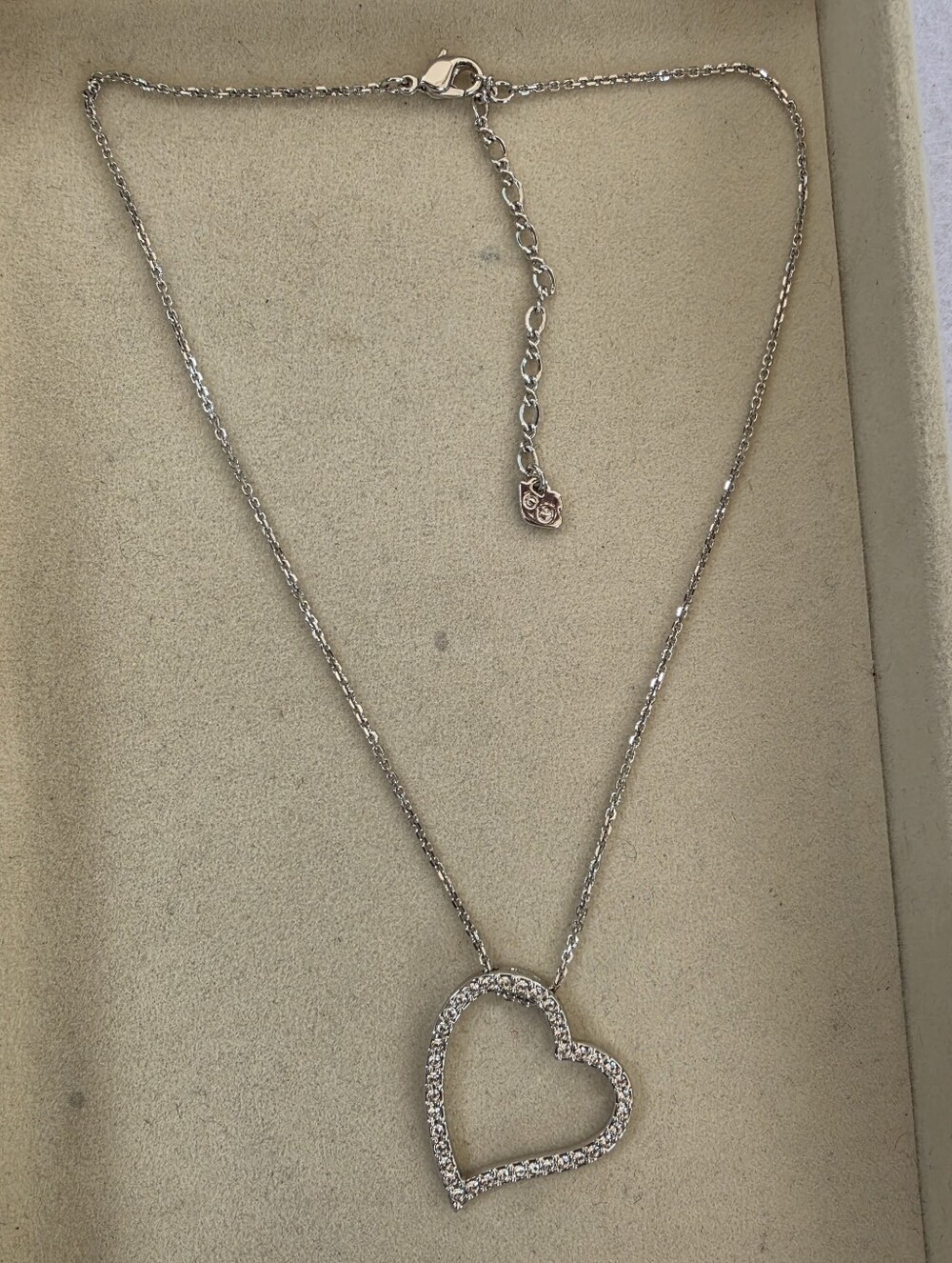 Swarovski Silver Crystal Open Heart Pendant Necklace
